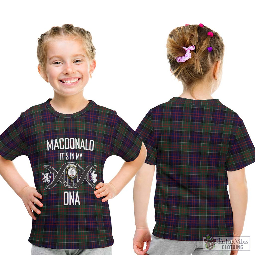 MacDonald (McDonald) of Clanranald Tartan Kid T-Shirt with Family Crest DNA In Me Style - Tartanvibesclothing Shop