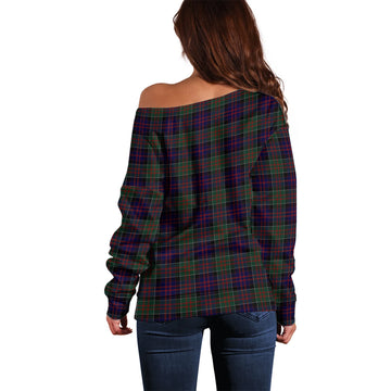 MacDonald (McDonald) of Clanranald Tartan Off Shoulder Women Sweater with Family Crest