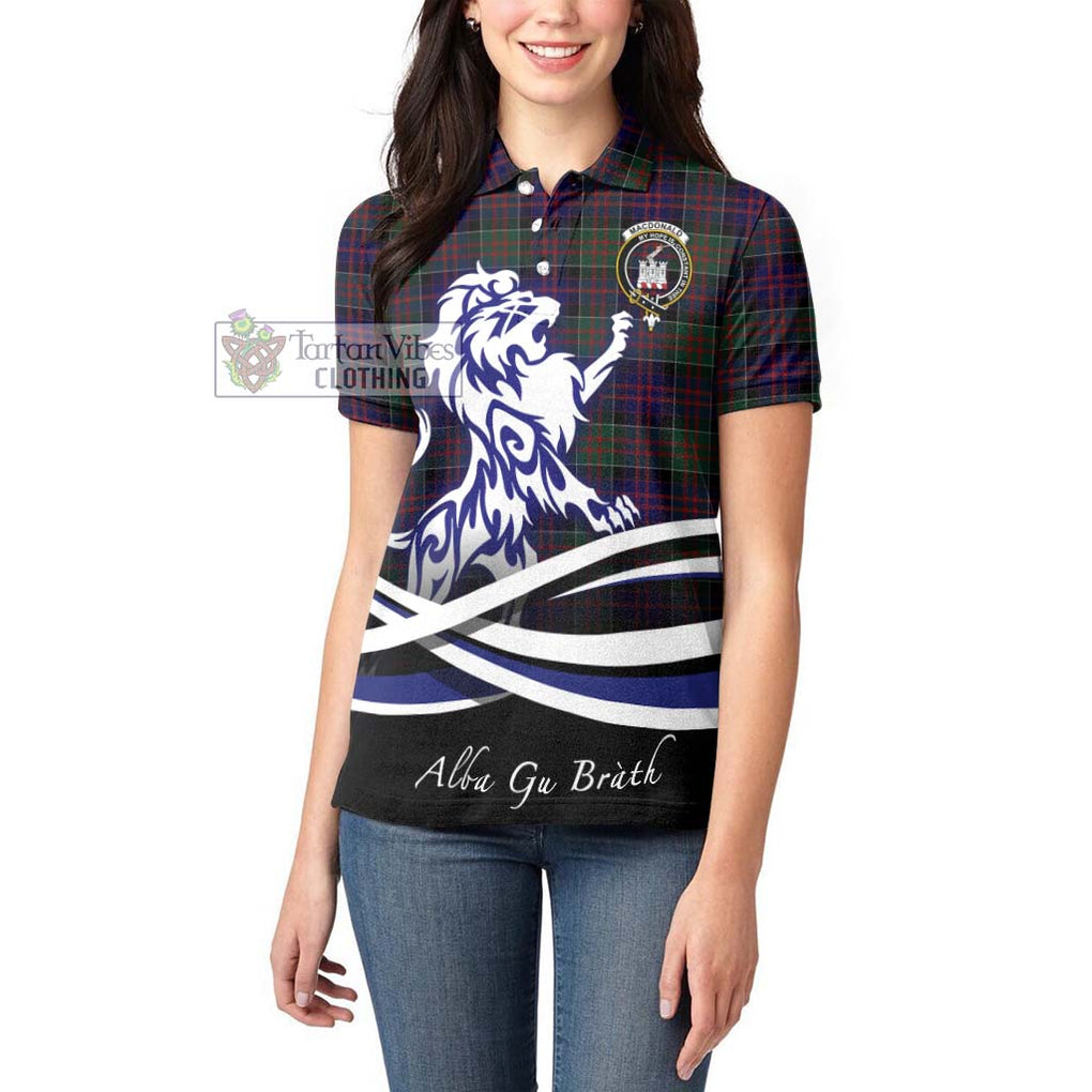 MacDonald (McDonald) of Clanranald Tartan Women's Polo Shirt with Alba Gu Brath Regal Lion Emblem - Tartanvibesclothing Shop