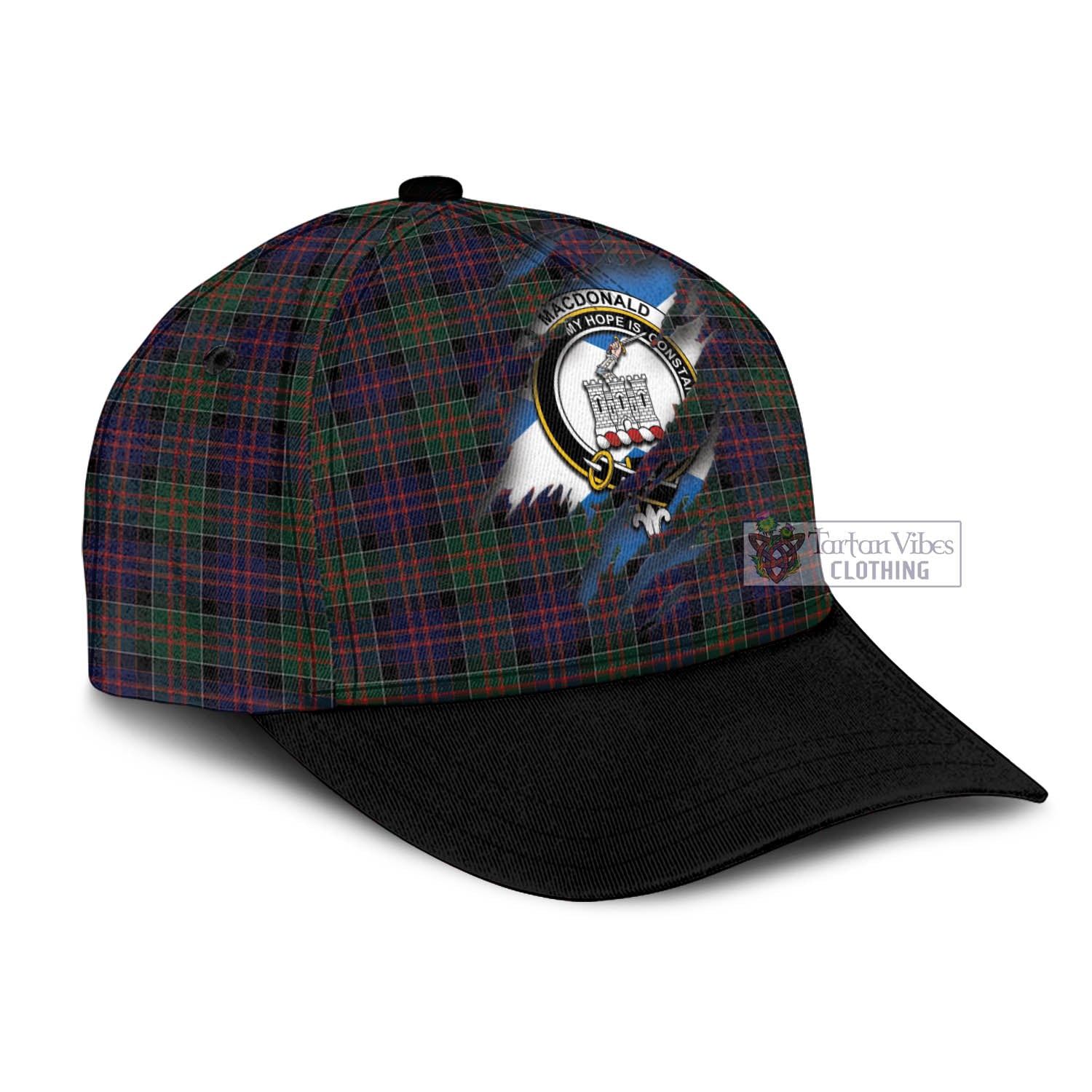 Tartan Vibes Clothing MacDonald of Clan Ranald Tartan Classic Cap with Family Crest In Me Style