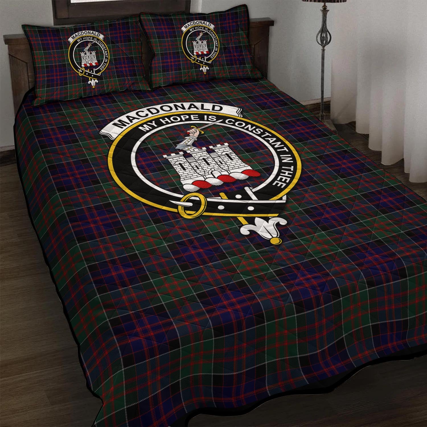 MacDonald (McDonald) of Clanranald Tartan Quilt Bed Set with Family Crest - Tartan Vibes Clothing