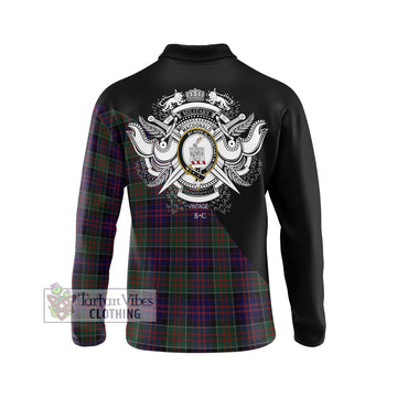 MacDonald (McDonald) of Clanranald Tartan Long Sleeve Polo Shirt with Family Crest and Military Logo Style