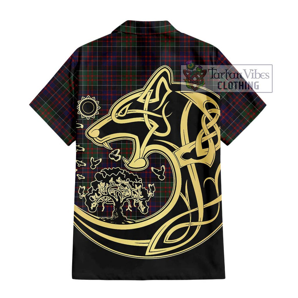 MacDonald (McDonald) of Clanranald Tartan Short Sleeve Button Shirt with Family Crest Celtic Wolf Style - Tartan Vibes Clothing