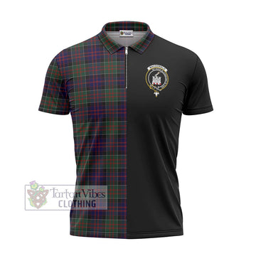 MacDonald (McDonald) of Clanranald Tartan Zipper Polo Shirt with Family Crest and Half Of Me Style