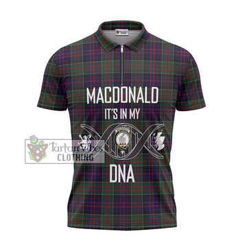 MacDonald (McDonald) of Clanranald Tartan Zipper Polo Shirt with Family Crest DNA In Me Style