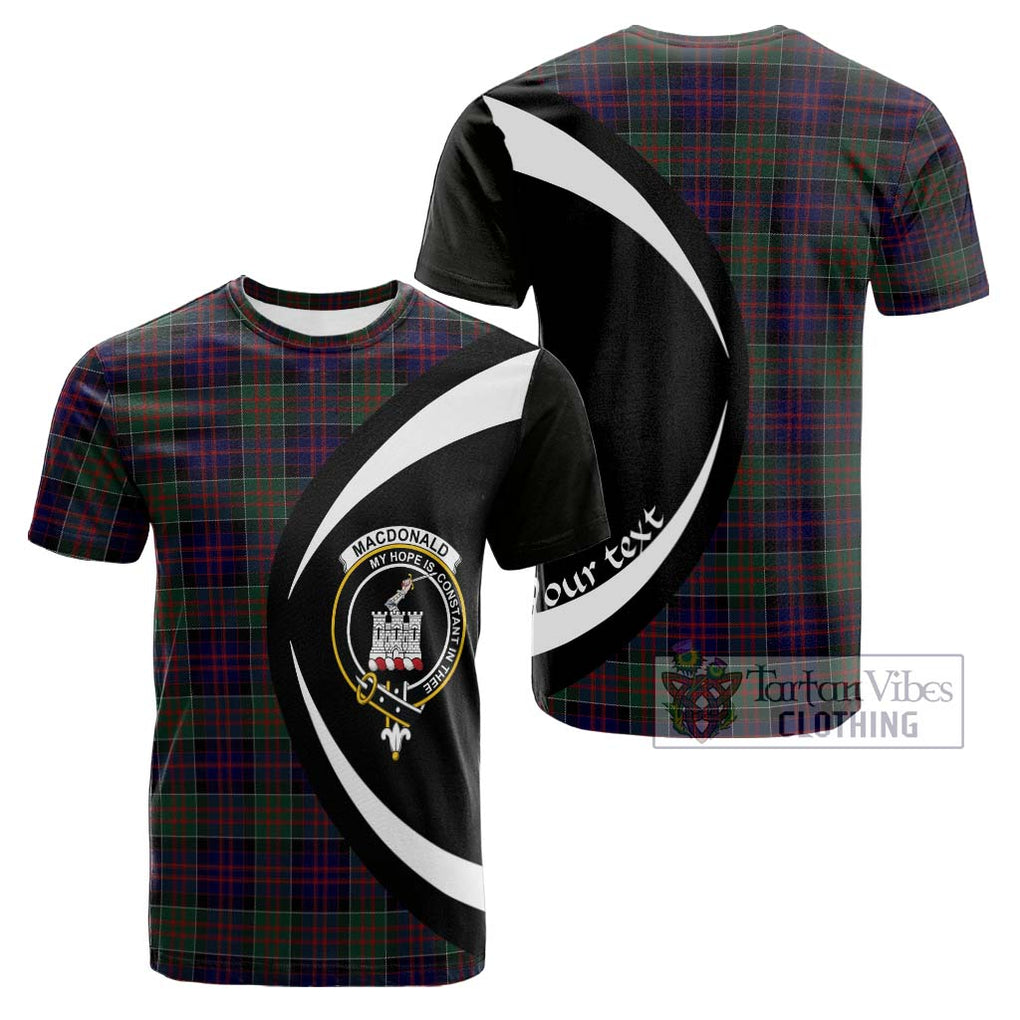 Tartan Vibes Clothing MacDonald of Clan Ranald Tartan Cotton T-shirt with Family Crest Circle Style