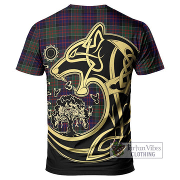 MacDonald (McDonald) of Clanranald Tartan T-Shirt with Family Crest Celtic Wolf Style