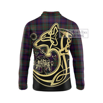 MacDonald (McDonald) of Clanranald Tartan Long Sleeve Polo Shirt with Family Crest Celtic Wolf Style