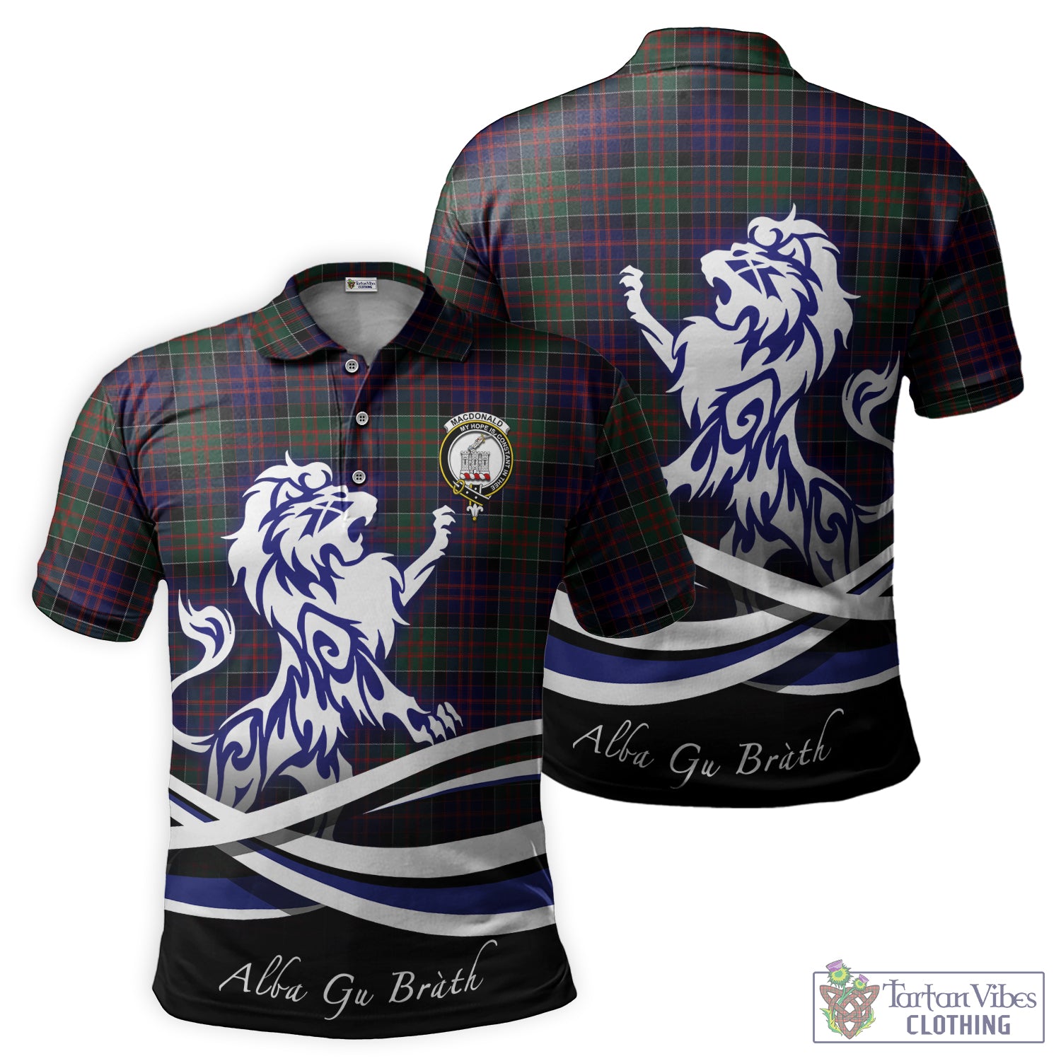 macdonald-of-clan-ranald-tartan-polo-shirt-with-alba-gu-brath-regal-lion-emblem