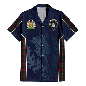 MacDonald (McDonald) of Clanranald Tartan Short Sleeve Button Up Shirt with Family Crest and Scottish Thistle Vibes Sport Style