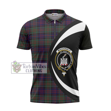 MacDonald (McDonald) of Clanranald Tartan Zipper Polo Shirt with Family Crest Circle Style