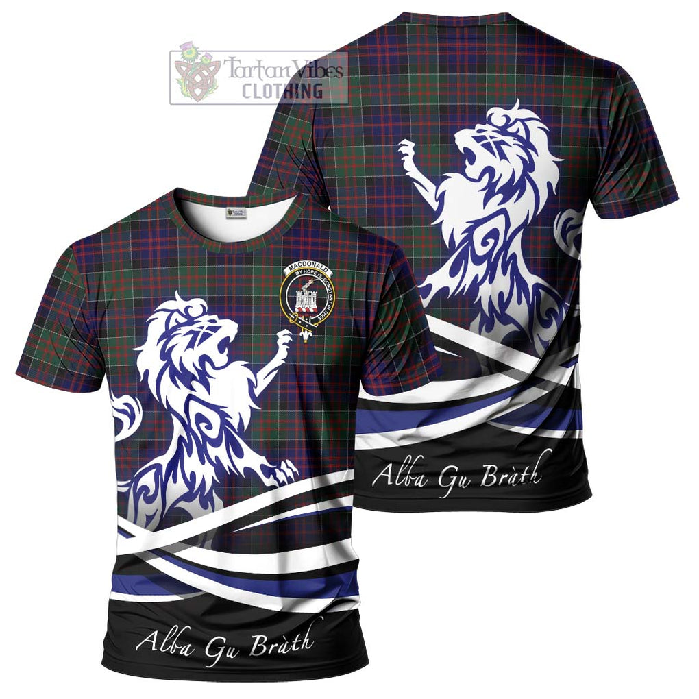 Tartan Vibes Clothing MacDonald of Clan Ranald Tartan Cotton T-shirt with Alba Gu Brath Regal Lion Emblem