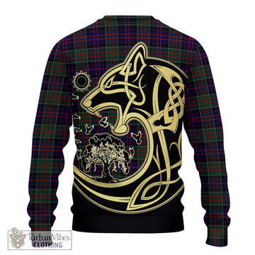 MacDonald (McDonald) of Clanranald Tartan Ugly Sweater with Family Crest Celtic Wolf Style