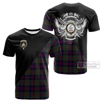 MacDonald (McDonald) of Clanranald Tartan Cotton T-shirt with Family Crest and Military Logo Style