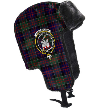 MacDonald (McDonald) of Clanranald Tartan Winter Trapper Hat with Family Crest