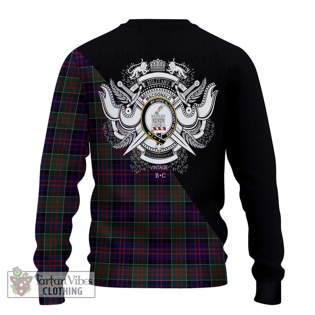 MacDonald (McDonald) of Clanranald Tartan Knitted Sweater with Family Crest and Military Logo Style - Tartanvibesclothing Shop