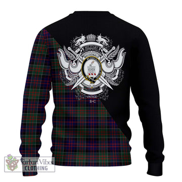 MacDonald (McDonald) of Clanranald Tartan Ugly Sweater with Family Crest and Military Logo Style