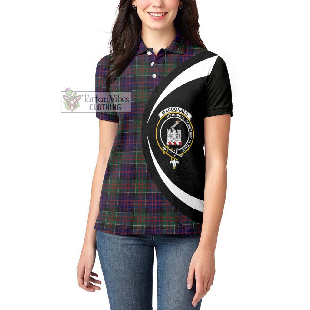 MacDonald (McDonald) of Clanranald Tartan Women's Polo Shirt with Family Crest Circle Style - Tartan Vibes Clothing