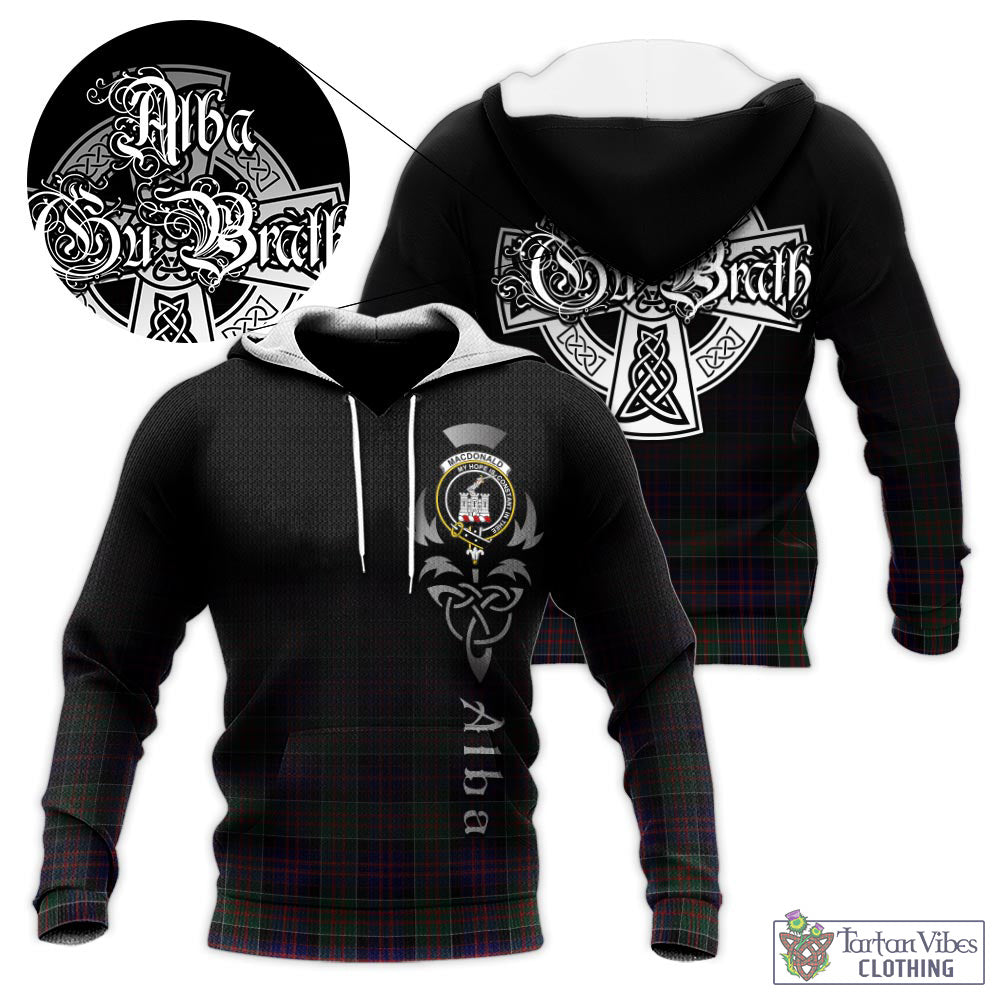 Tartan Vibes Clothing MacDonald of Clan Ranald Tartan Knitted Hoodie Featuring Alba Gu Brath Family Crest Celtic Inspired