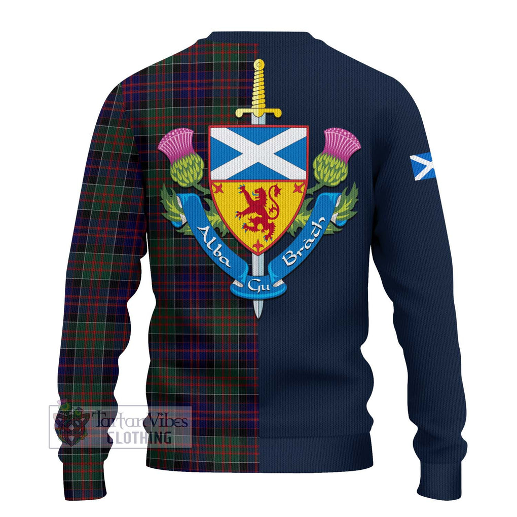 Tartan Vibes Clothing MacDonald of Clan Ranald Tartan Knitted Sweater with Scottish Lion Royal Arm Half Style