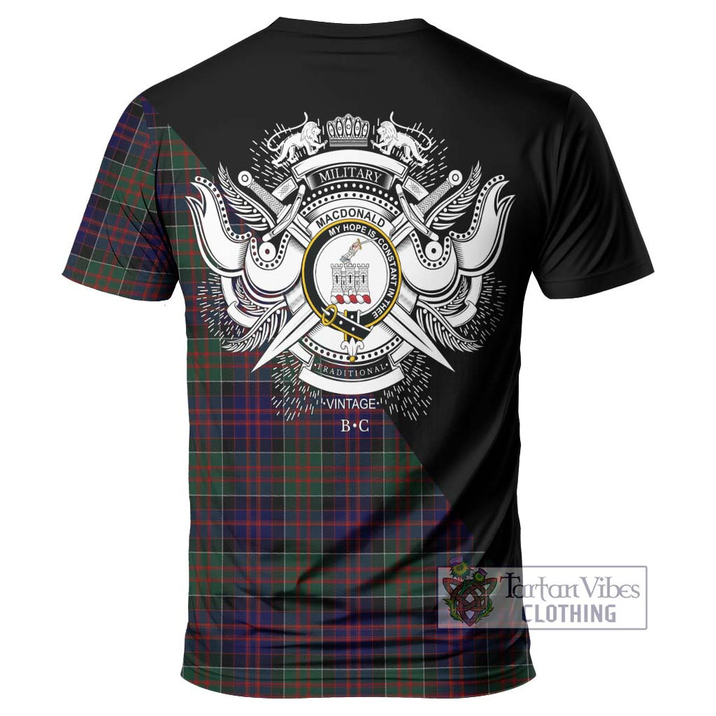 MacDonald (McDonald) of Clanranald Tartan T-Shirt with Family Crest and Military Logo Style - Tartanvibesclothing Shop