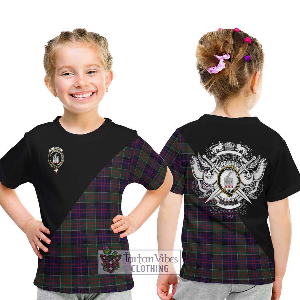 MacDonald (McDonald) of Clanranald Tartan Kid T-Shirt with Family Crest and Military Logo Style - Tartanvibesclothing Shop