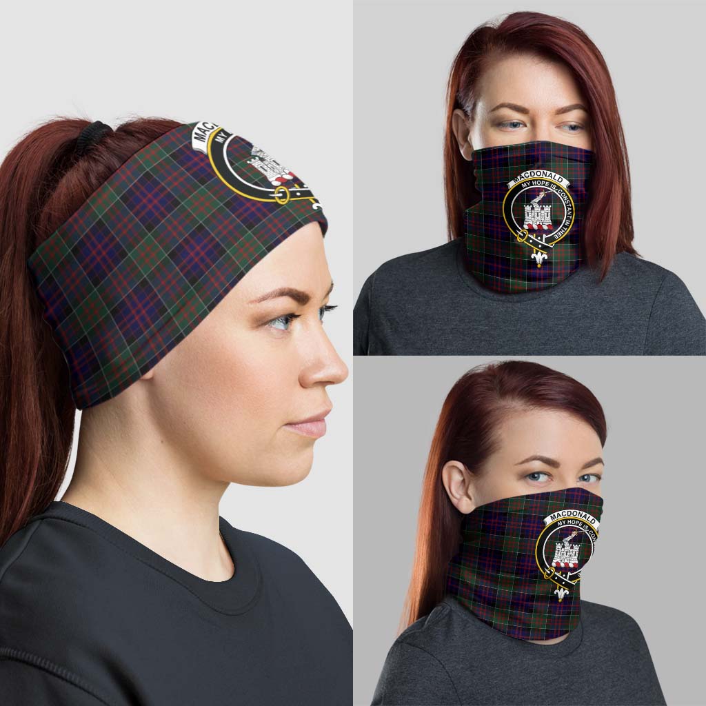 MacDonald of Clan Ranald Tartan Neck Gaiters, Tartan Bandanas, Tartan Head Band with Family Crest