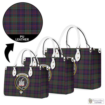 MacDonald (McDonald) of Clanranald Tartan Luxury Leather Handbags with Family Crest