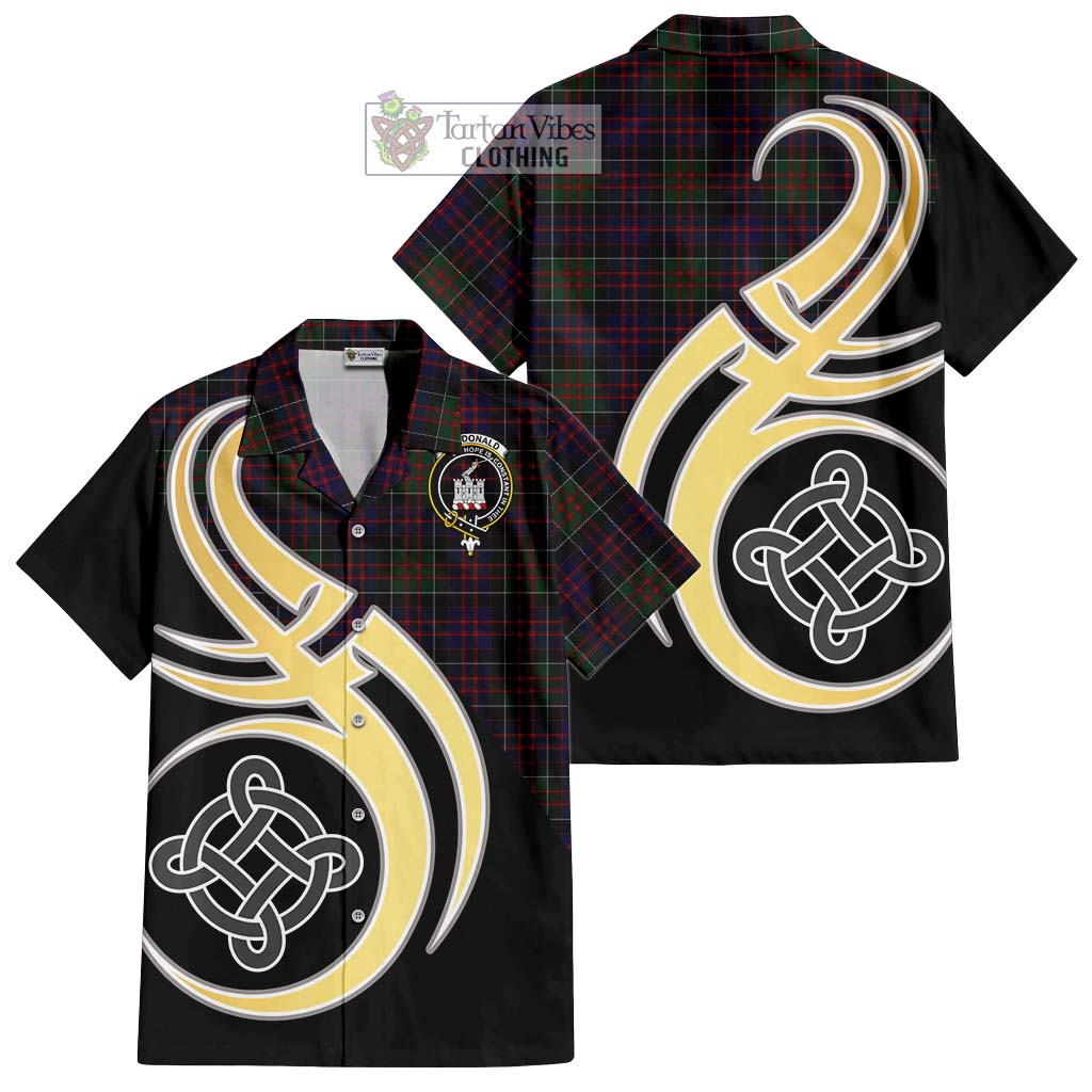 MacDonald (McDonald) of Clanranald Tartan Short Sleeve Button Shirt with Family Crest and Celtic Symbol Style - Tartan Vibes Clothing