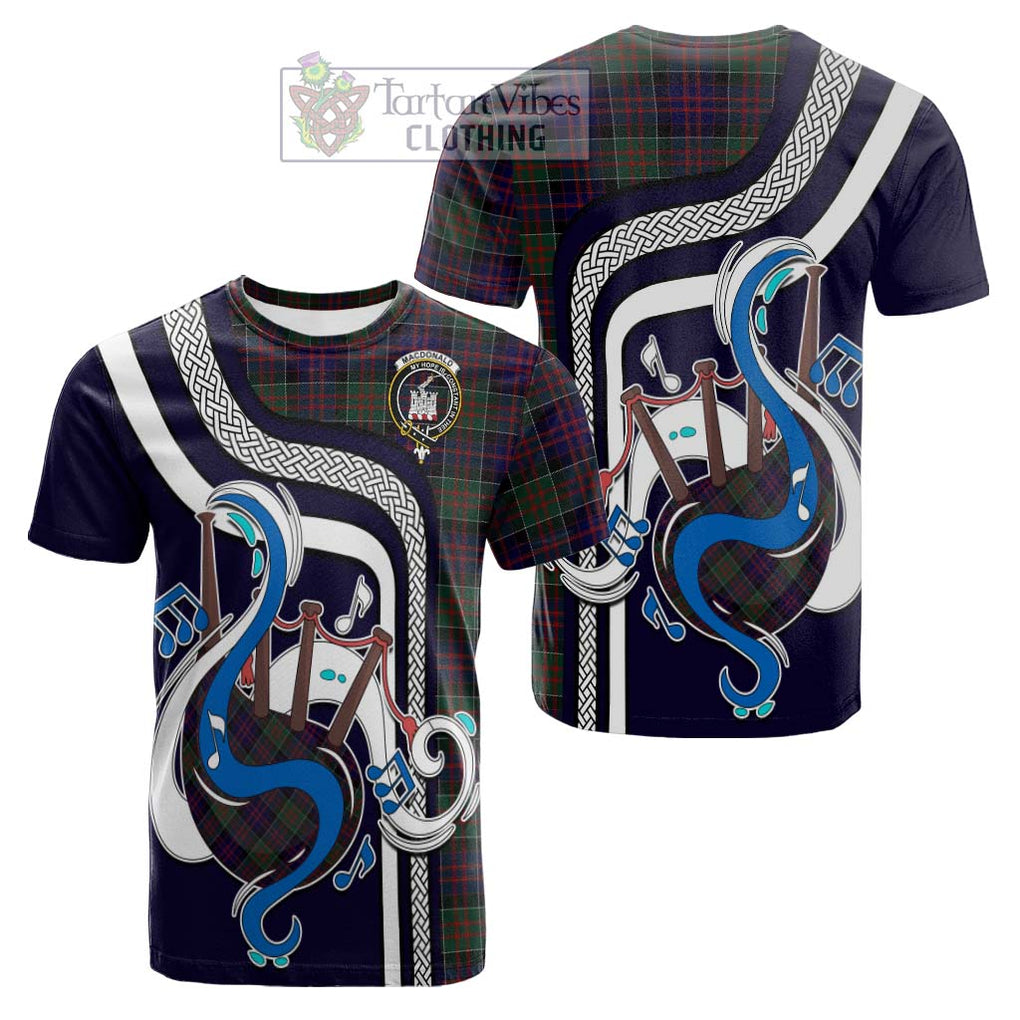 Tartan Vibes Clothing MacDonald of Clan Ranald Tartan Cotton T-shirt with Epic Bagpipe Style