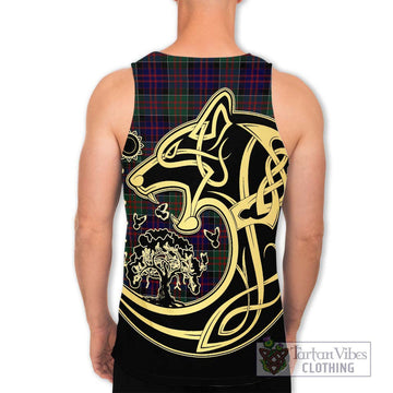 MacDonald (McDonald) of Clanranald Tartan Men's Tank Top with Family Crest Celtic Wolf Style