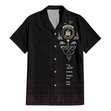 MacDonald (McDonald) of Clanranald Tartan Short Sleeve Button Up Shirt Featuring Alba Gu Brath Family Crest Celtic Inspired