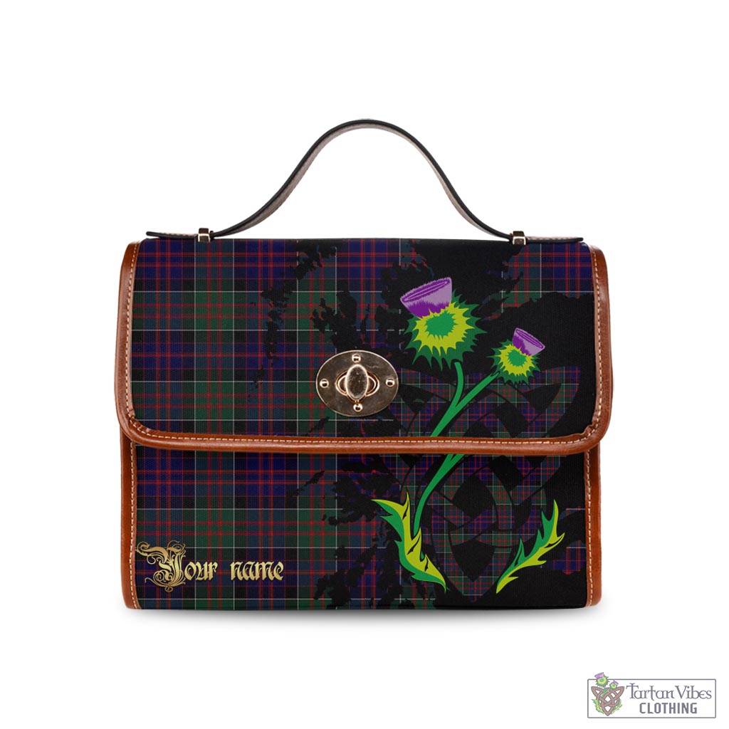 Tartan Vibes Clothing MacDonald of Clan Ranald Tartan Waterproof Canvas Bag with Scotland Map and Thistle Celtic Accents