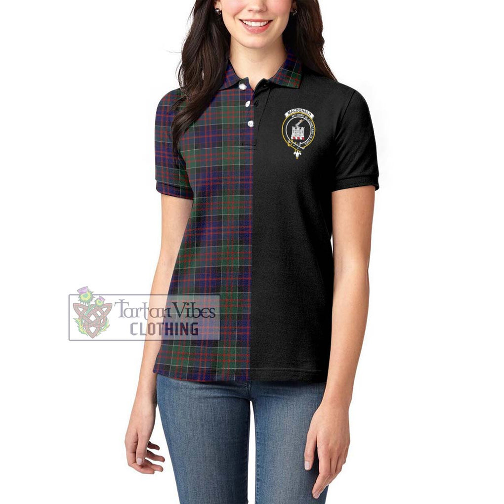 MacDonald (McDonald) of Clanranald Tartan Women's Polo Shirt with Family Crest and Half Of Me Style - Tartanvibesclothing Shop