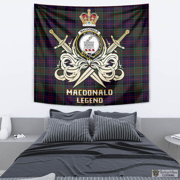 MacDonald (McDonald) of Clanranald Tartan Tapestry with Clan Crest and the Golden Sword of Courageous Legacy