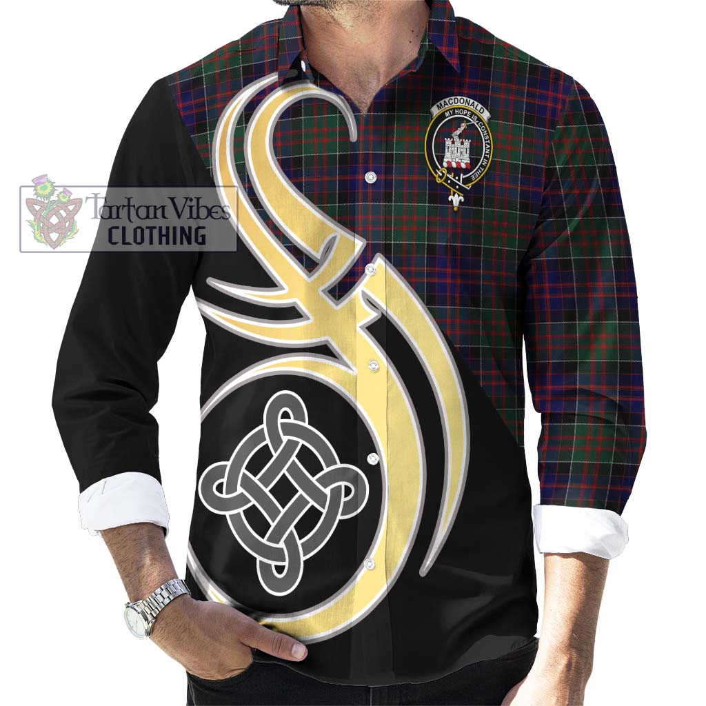 MacDonald (McDonald) of Clanranald Tartan Long Sleeve Button Shirt with Family Crest and Celtic Symbol Style - Tartan Vibes Clothing