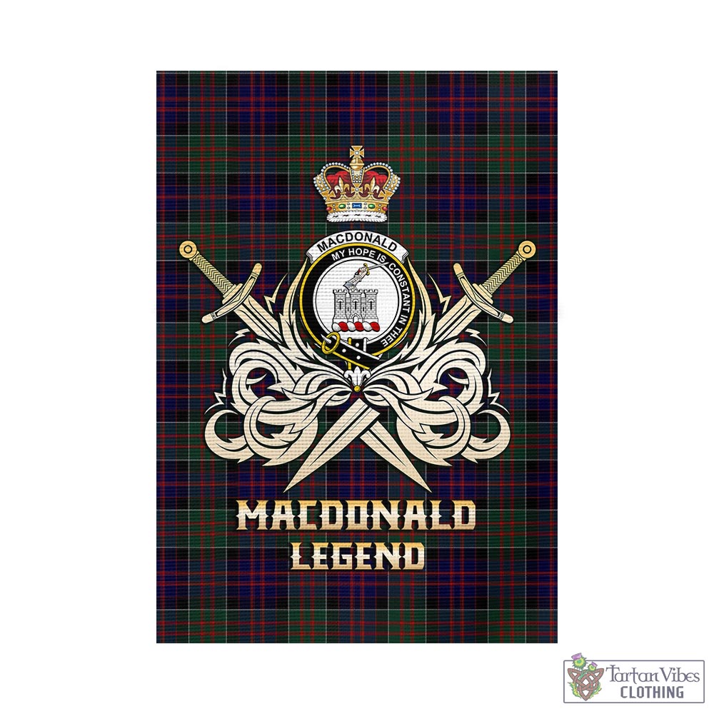 Tartan Vibes Clothing MacDonald of Clan Ranald Tartan Flag with Clan Crest and the Golden Sword of Courageous Legacy