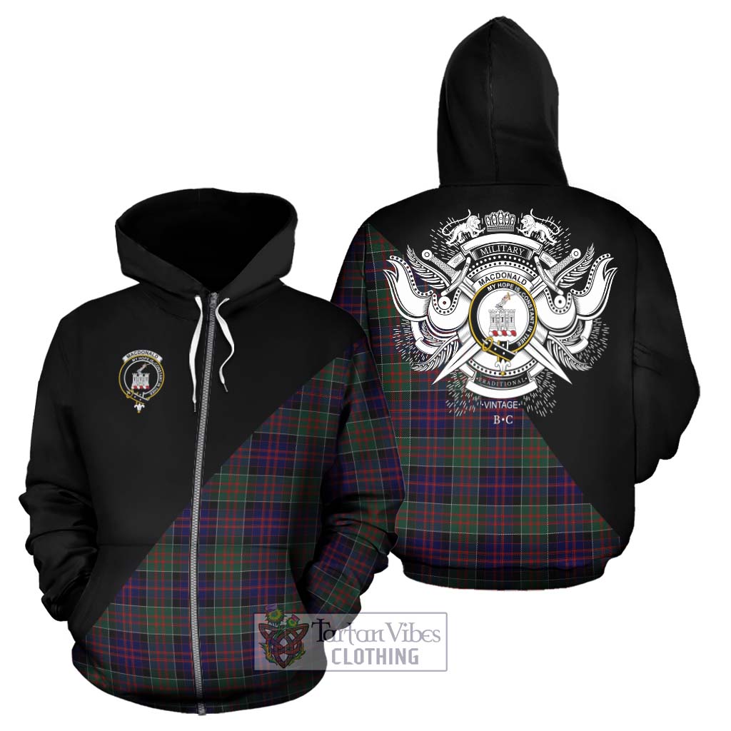 Tartan Vibes Clothing MacDonald of Clan Ranald Tartan Hoodie with Family Crest and Military Logo Style