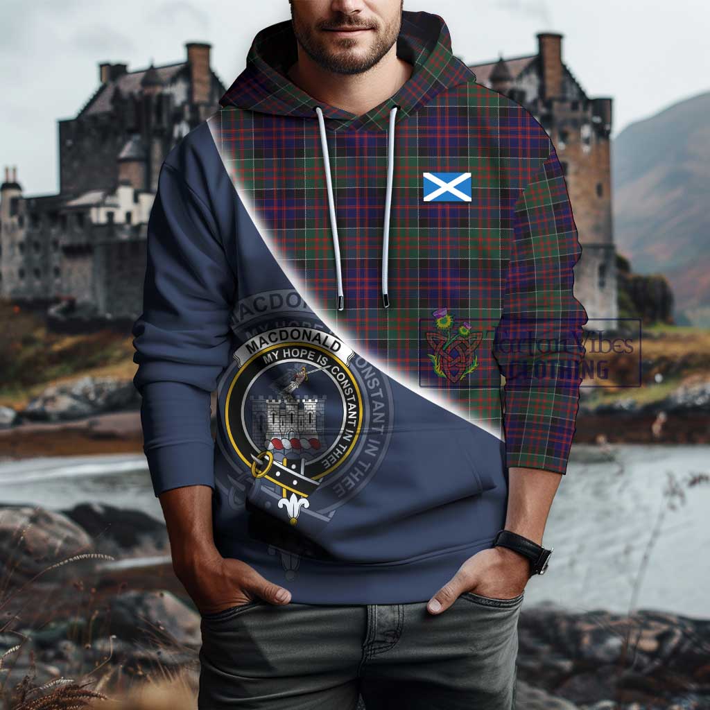 Tartan Vibes Clothing MacDonald of Clan Ranald Tartan Hoodie with Personalised National Flag and Family Crest Half Style