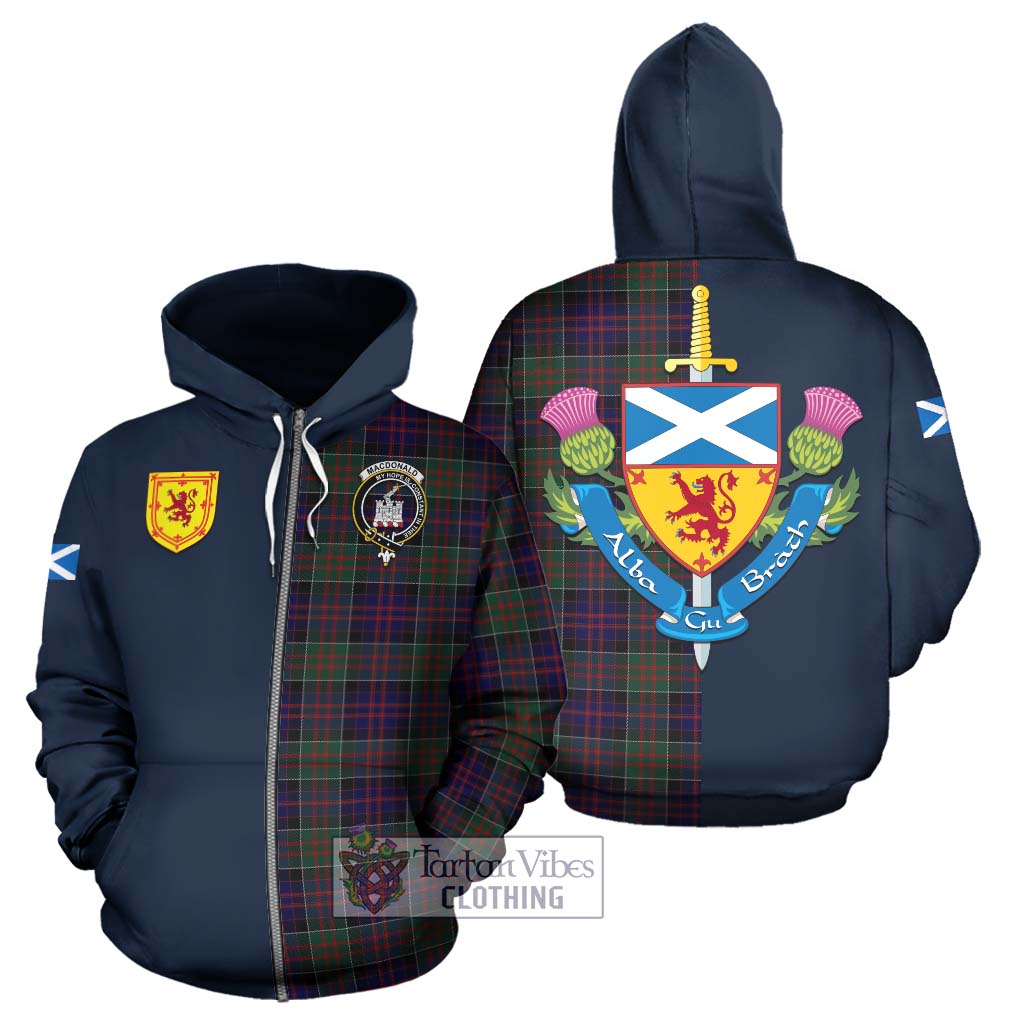 Tartan Vibes Clothing MacDonald of Clan Ranald Tartan Hoodie with Scottish Lion Royal Arm Half Style