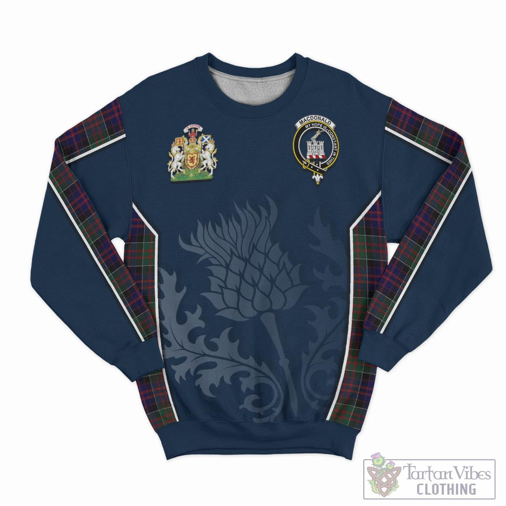 Tartan Vibes Clothing MacDonald of Clan Ranald Tartan Sweatshirt with Family Crest and Scottish Thistle Vibes Sport Style