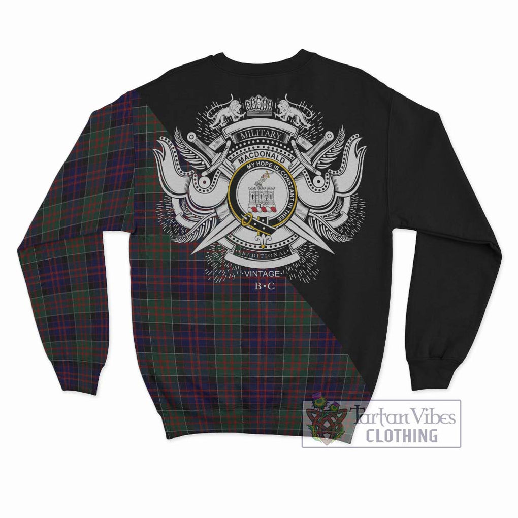 MacDonald (McDonald) of Clanranald Tartan Sweatshirt with Family Crest and Military Logo Style - Tartanvibesclothing Shop