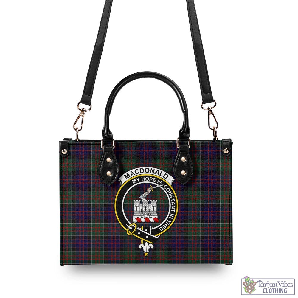 Tartan Vibes Clothing MacDonald of Clan Ranald Tartan Luxury Leather Handbags with Family Crest