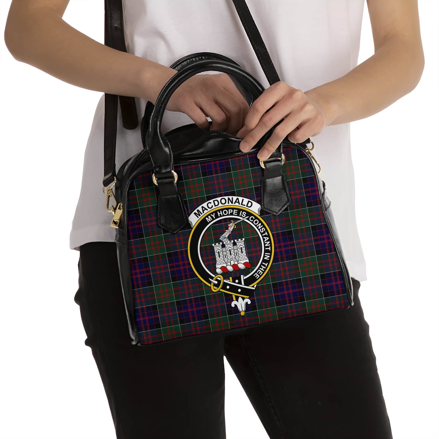 MacDonald of Clan Ranald Tartan Shoulder Handbags with Family Crest - Tartanvibesclothing