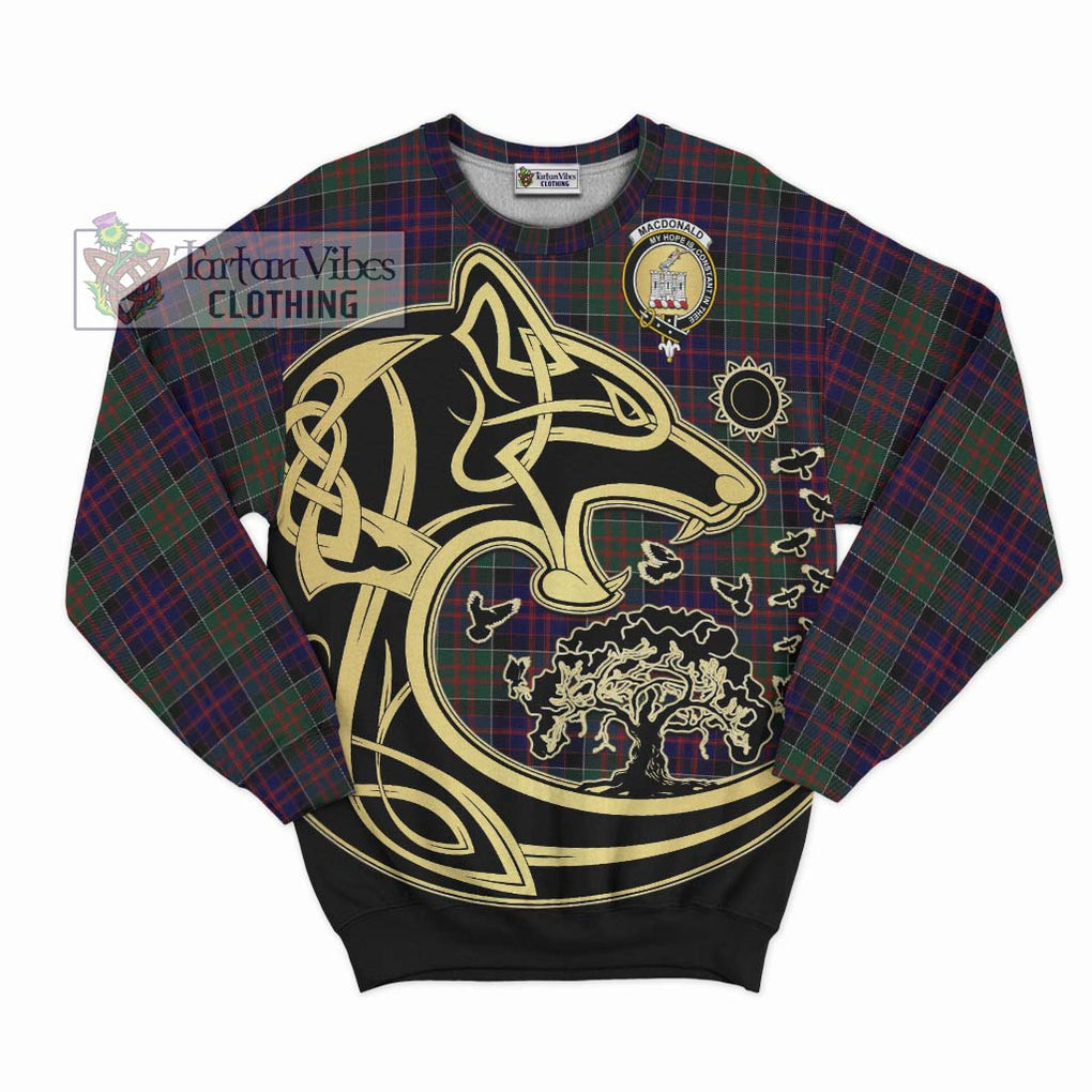 MacDonald (McDonald) of Clanranald Tartan Sweatshirt with Family Crest Celtic Wolf Style - Tartan Vibes Clothing