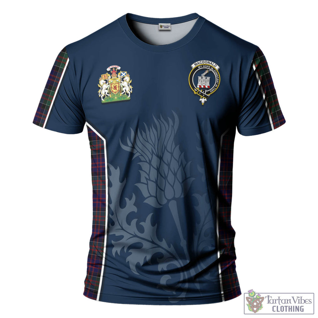 Tartan Vibes Clothing MacDonald of Clan Ranald Tartan T-Shirt with Family Crest and Scottish Thistle Vibes Sport Style