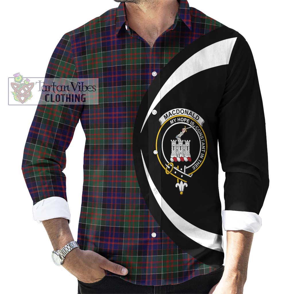 MacDonald (McDonald) of Clanranald Tartan Long Sleeve Button Up with Family Crest Circle Style - Tartan Vibes Clothing