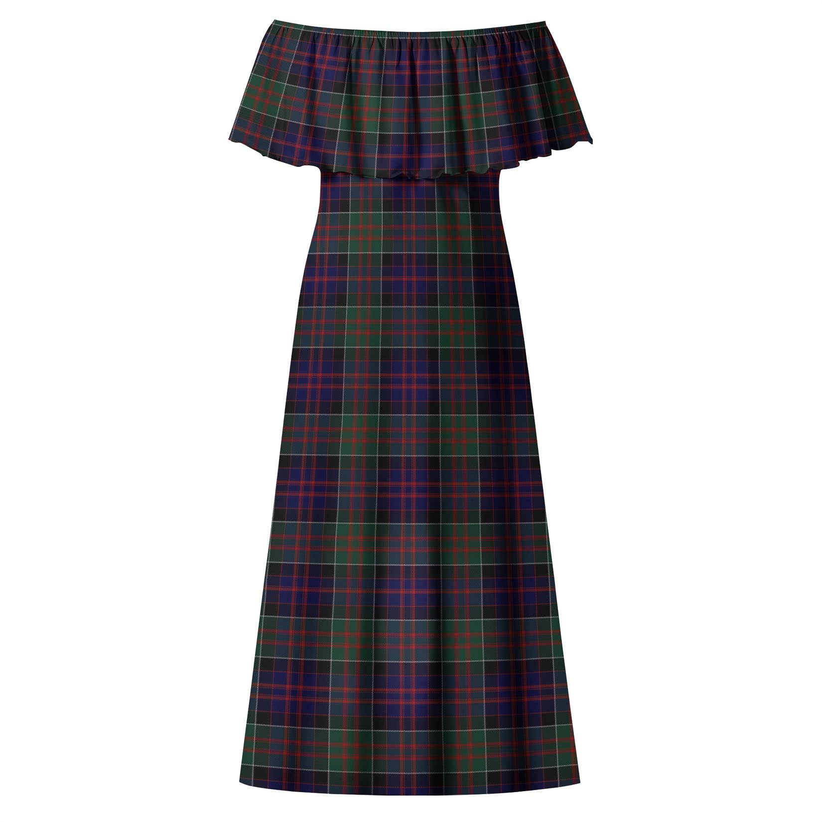 MacDonald of Clan Ranald Tartan Off Shoulder Long Dress - Tartanvibesclothing