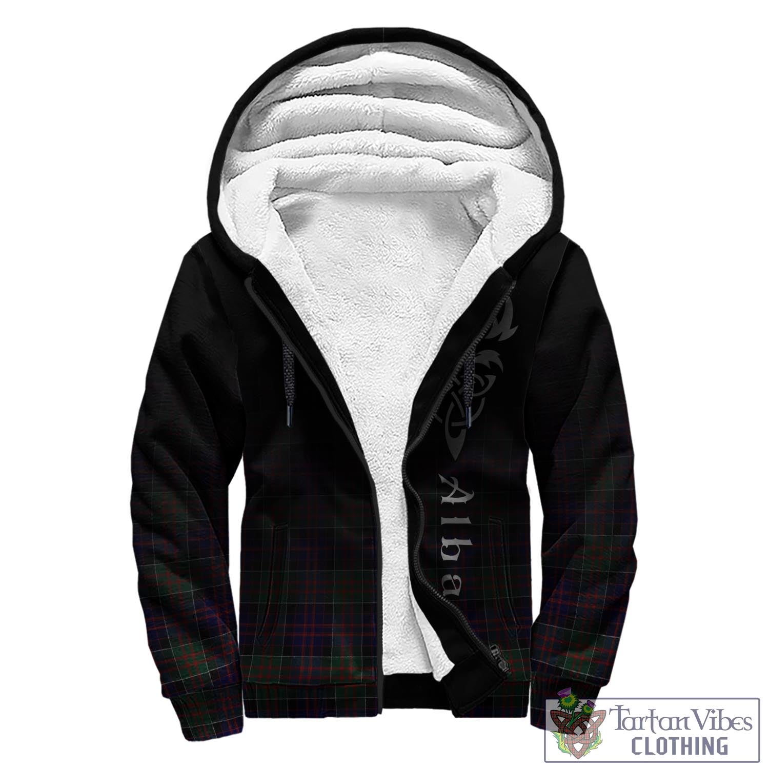 Tartan Vibes Clothing MacDonald of Clan Ranald Tartan Sherpa Hoodie Featuring Alba Gu Brath Family Crest Celtic Inspired