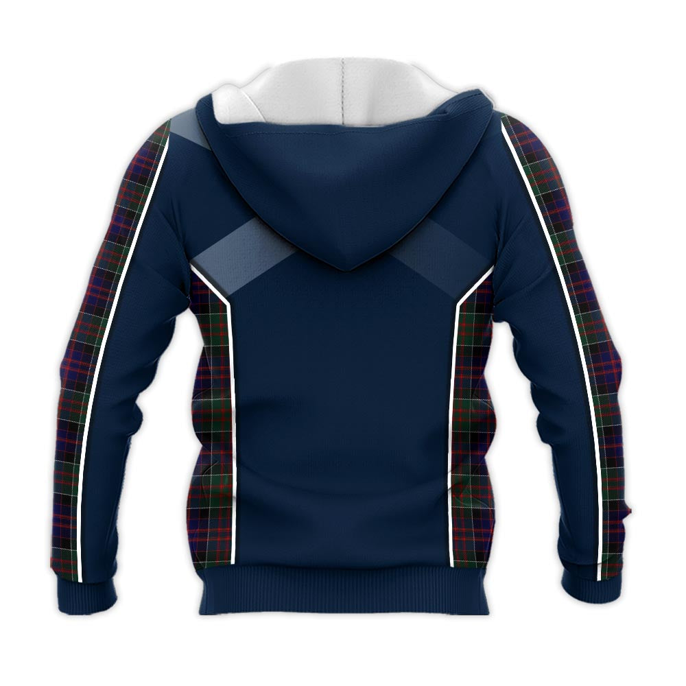 Tartan Vibes Clothing MacDonald of Clan Ranald Tartan Knitted Hoodie with Family Crest and Scottish Thistle Vibes Sport Style